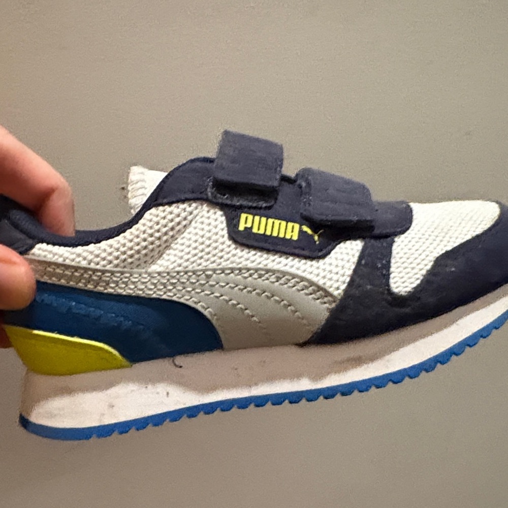 Puma Kids' Blue and Yellow Velcro Sneakers